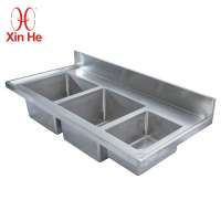 SS304 Commercial Sink for Commercial Kitchen Hand WashingThree 3 Compartment sink Design